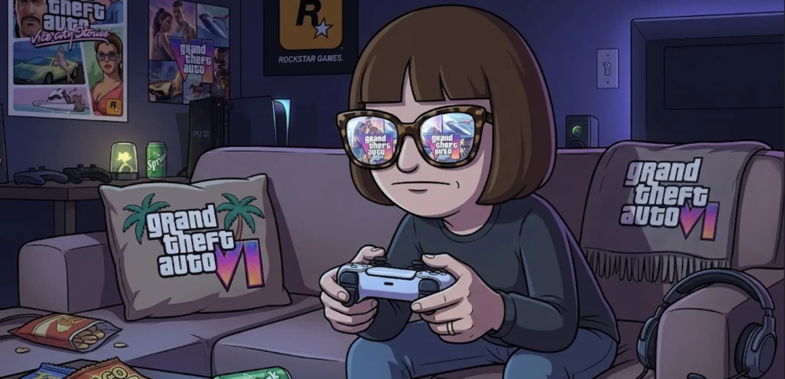 Sally playing Grand Theft Auto VI